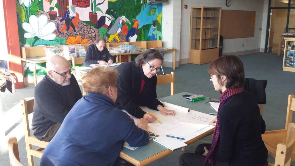 Planning the interior design for the library reopening at Julia de Burgos Elementary